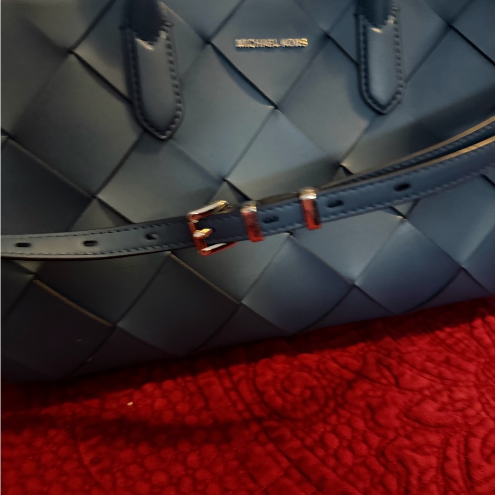 Michael Kors Teal Woven Satchel - Picture 3 of 8